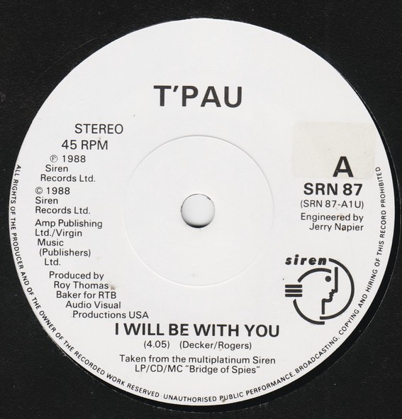 T'Pau - I Will Be With You (7", Single, Ltd, Gat) 39214