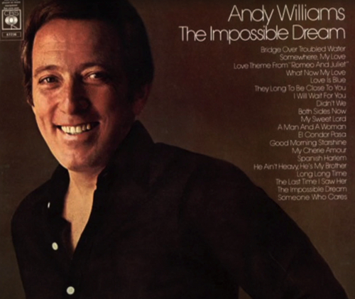 Andy Willams Impossible Dream 12 Inch Album Sleeve Cover