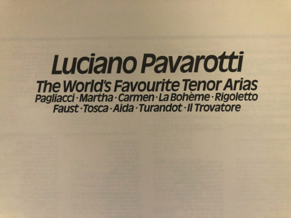 Luciano Pavarotti The Worlds Favourite Tenor Arias Vinyl Album Booklet Front Cover With Lyrics