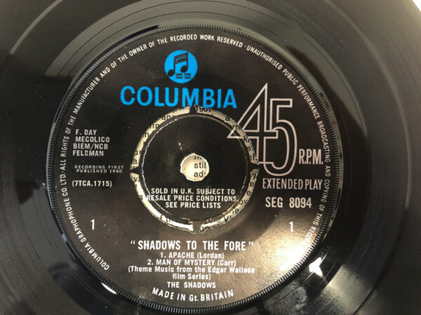The Shadows To The Fore Seven Inch Vinyl Record Disc Side 1