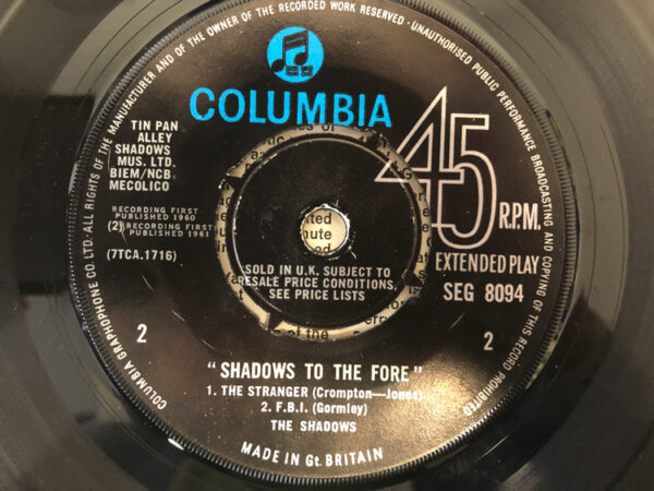 The Shadows To The Fore Seven Inch Vinyl Record Disc Side 2