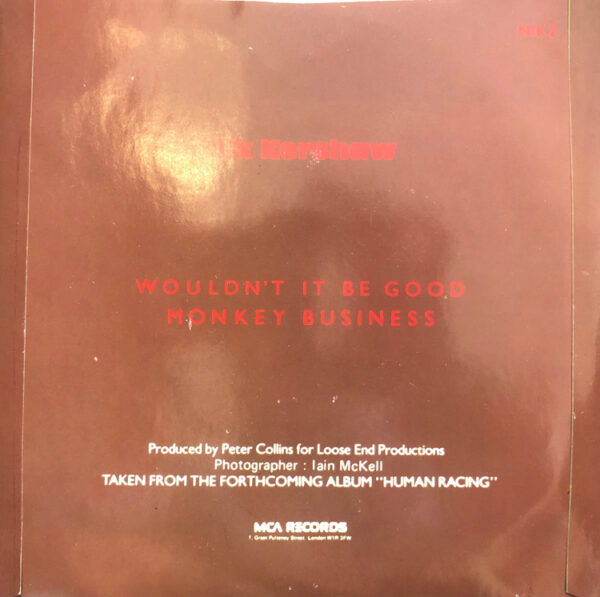 Wouldn't It Be Good Nik Kerhsaw 7 Inch Vinyl Record Picture Sleeve Rear Cover