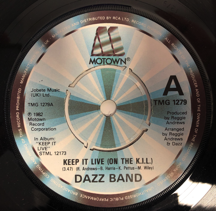 Motown 7 inch Vinyl Record Label Keep In live (On The K.I.L) Dazz Band Released 1982 TMG 1279