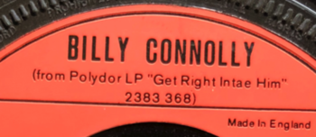 polydor billy connolly divorce 7 inch record label