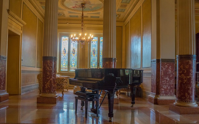 grand piano in a victorian room