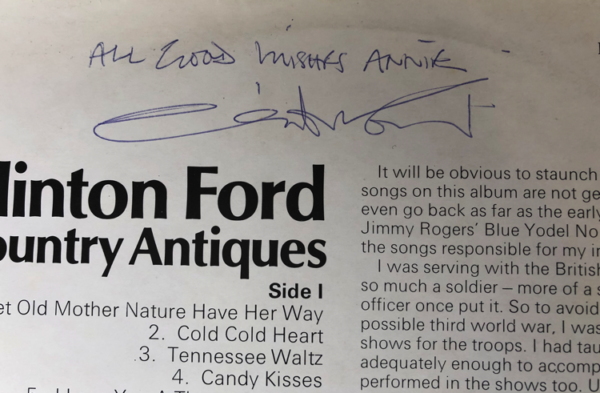 Signed Clinton Ford - Country Antiques Vinyl LP (LP Records) Close Up Of Signature on Rear Cover