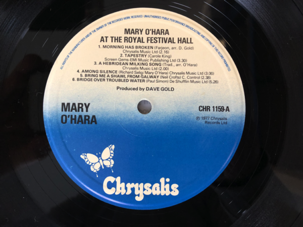 Signed Mary O'Hara - Mary O'Hara At The Royal Festival Hall Vinyl LP (LP Record) Rear Cover
