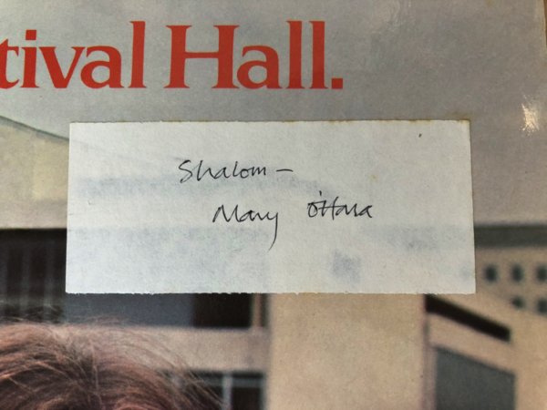 Signed Mary O'Hara - Mary O'Hara At The Royal Festival Hall Vinyl LP Signature Close Up