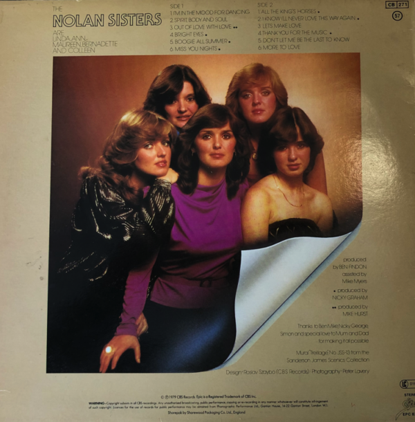 Signed Nolan Sisters - The Nolan Sisters Vinyl LP (LP Record, Album) Rear Cover
