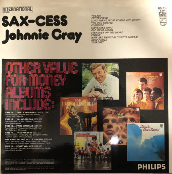 Johnnie Gray - Sax-Cess Vinyl LP (LP Record) Rear Cover
