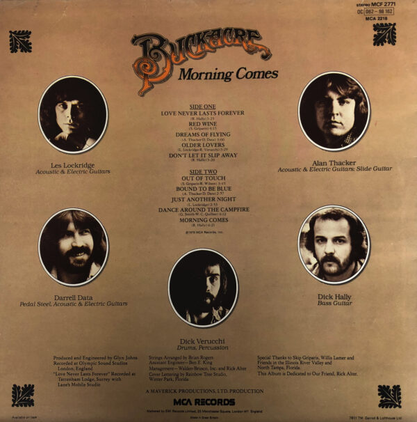 Buckacre Morning Comes Vintage Vinyl Record Cover For Sale Rear