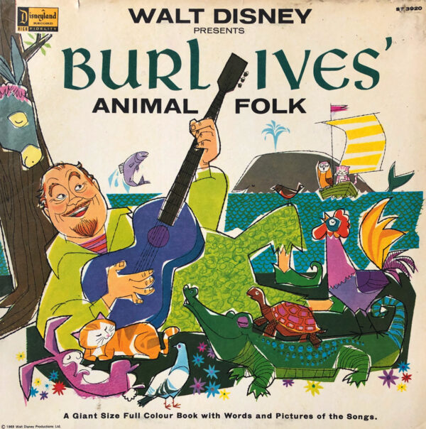 Burl Ives Animal Folk Walt Disney Vintage Vinyl Record Cover For Sale Front