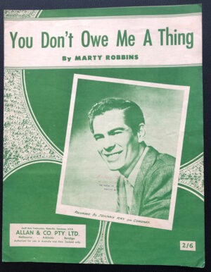 you don't owe me a thing by marty robbins piano sheet music for sale